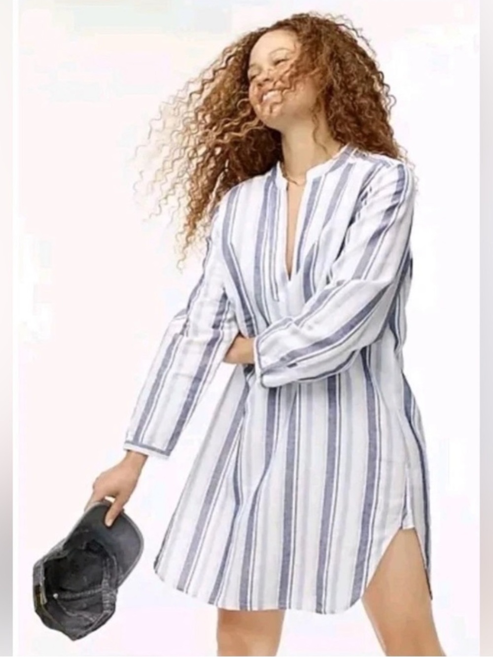 J. Crew Blue and White Striped Swim Coverup Tunic
